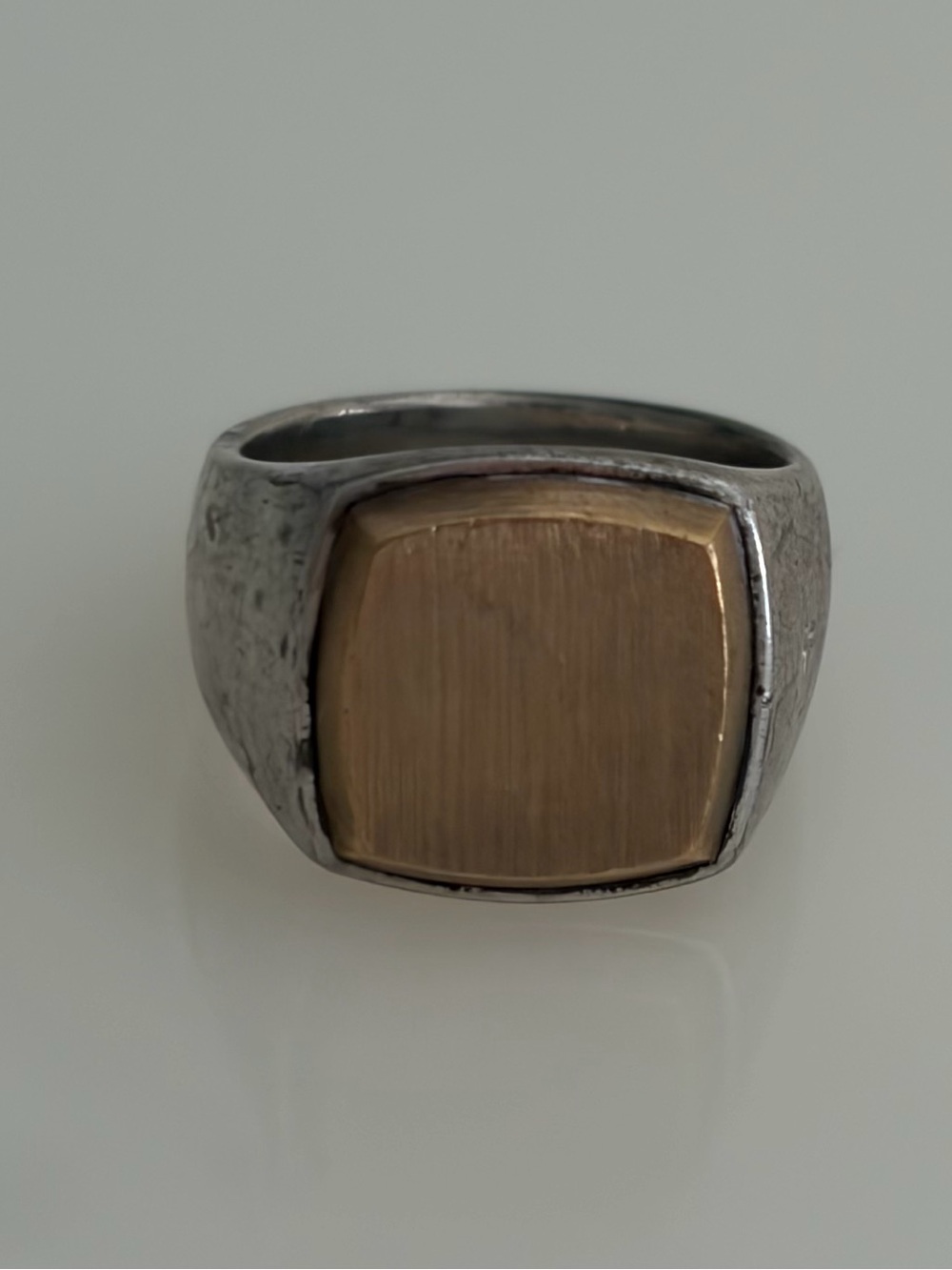 Tom Wood Cushion Gold Top Sterling Silver & 9K Gold Signet Ring
